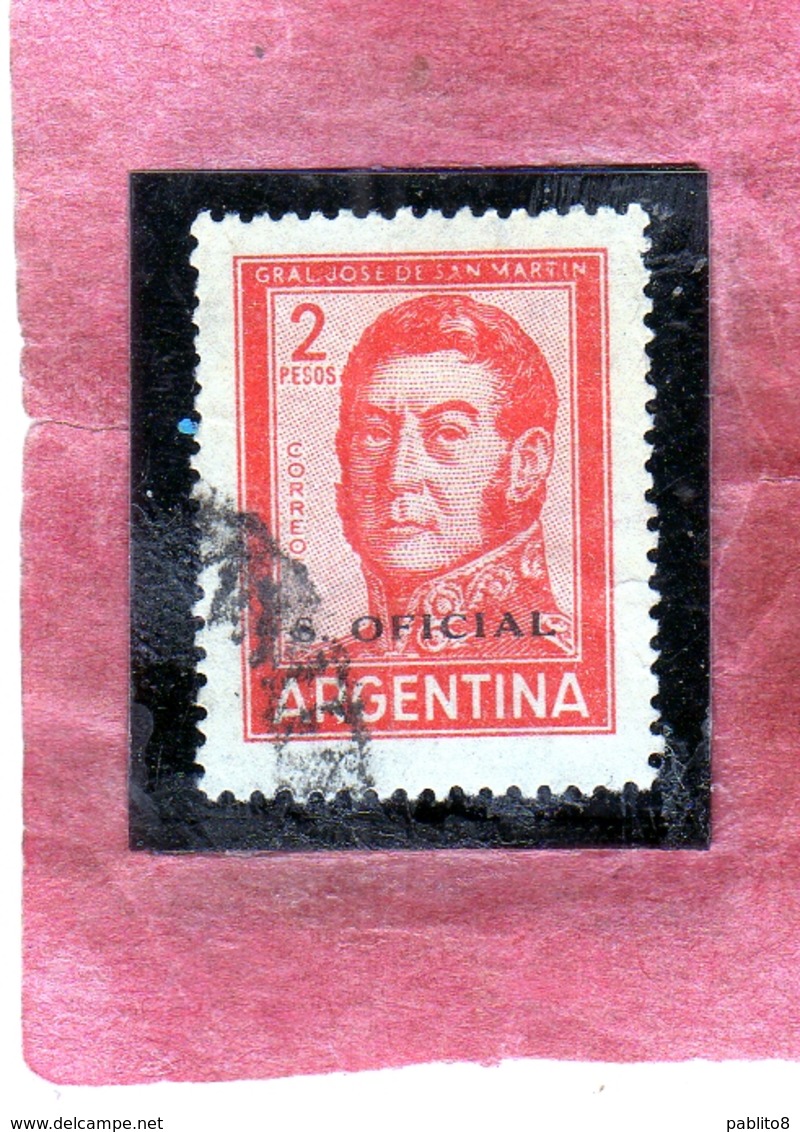 ARGENTINA 1960 1968 OFFICIAL STAMPS OFICIAL JOSE DE SAN MARTIN 2p USATO USED OBLITERE' - Servizio