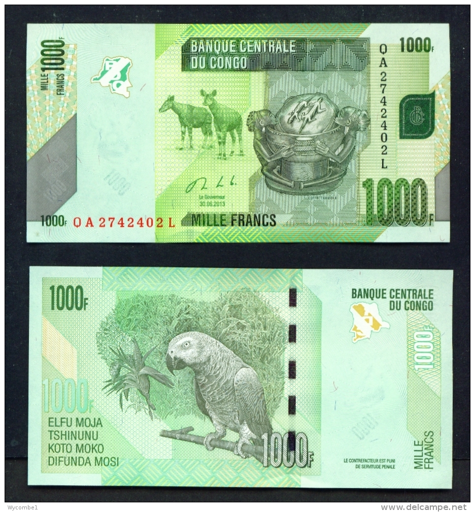 CONGO DR  -  2013  1000 Francs  UNC Banknote - República Democrática Del Congo & Zaire