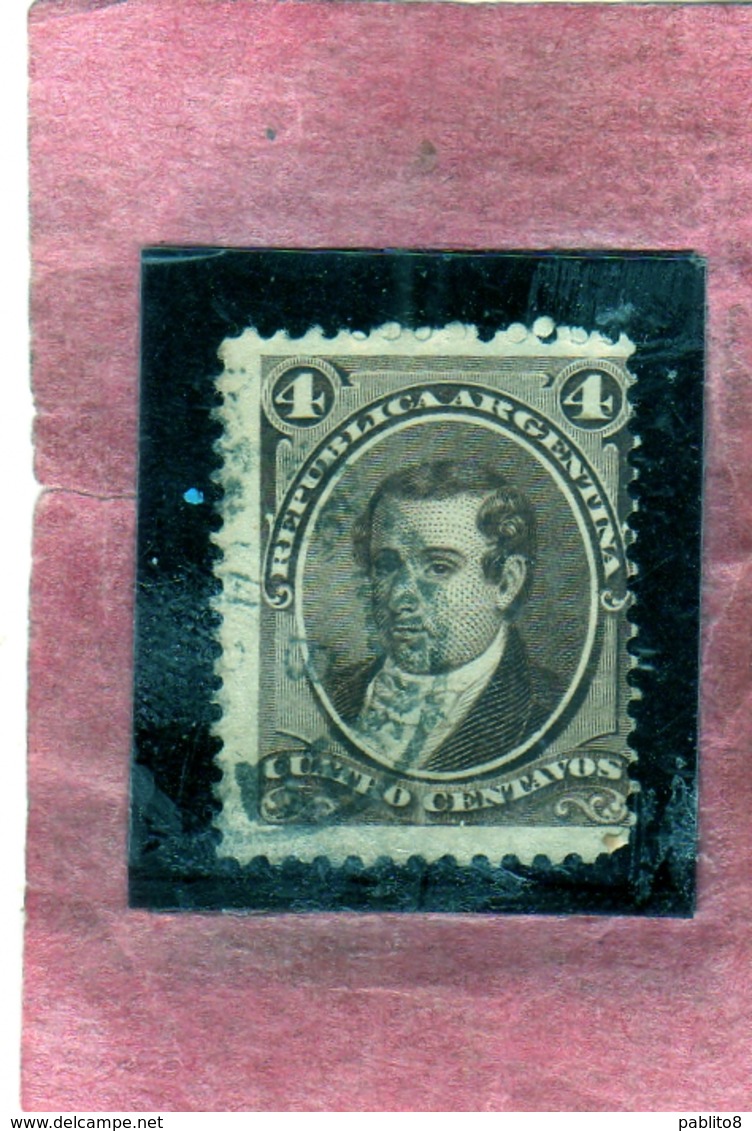 ARGENTINA 1873 MARIANO MORENO CENT. 4c USATO USED OBLITERE' - Used Stamps