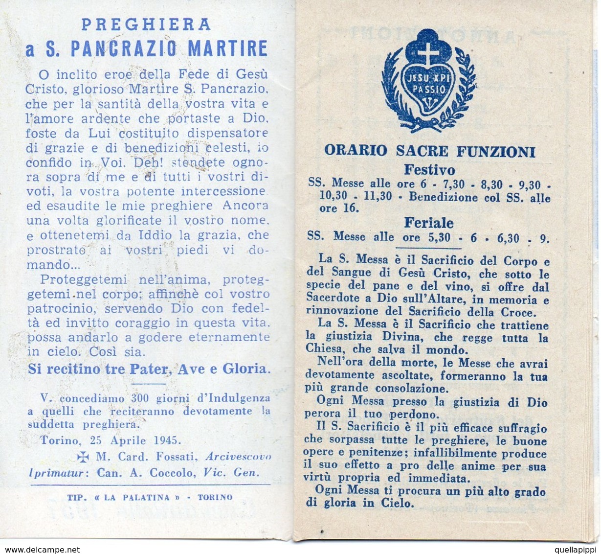 08245 "PANCRAZIO MARTIRE - CALENDARIETTO 1957"  ALL'INTERNO ORARI AUTO CORRIERE DA TORINO - Formato Piccolo : 1941-60