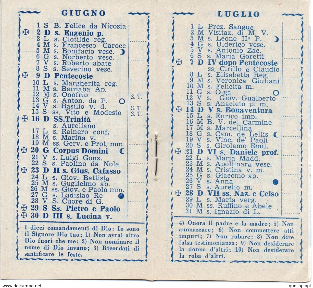 08245 "PANCRAZIO MARTIRE - CALENDARIETTO 1957"  ALL'INTERNO ORARI AUTO CORRIERE DA TORINO