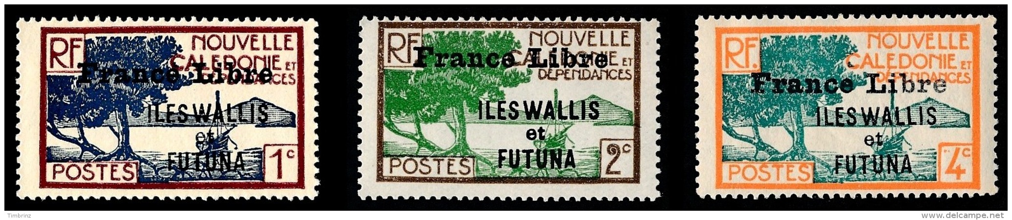 WALLIS ET FUTUNA 1941 - Yv. 92 93 95 96 97 NEUFS *   Cote= 21,75 EUR - 5 Timbres Surch. France Libre  ..Réf.W&amp;F22171 - Unused Stamps