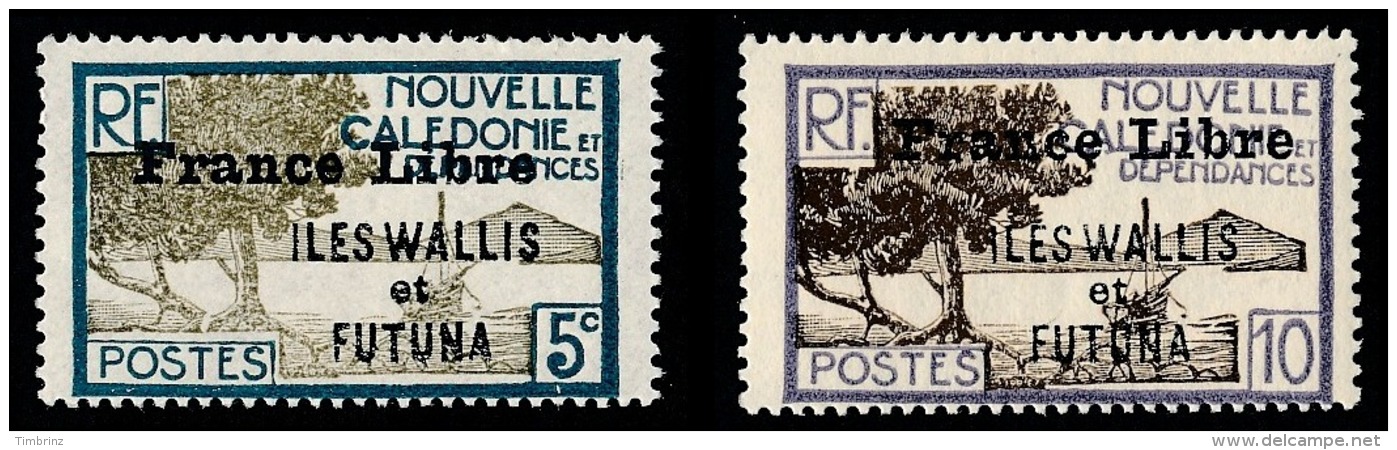 WALLIS ET FUTUNA 1941 - Yv. 92 93 95 96 97 NEUFS *   Cote= 21,75 EUR - 5 Timbres Surch. France Libre  ..Réf.W&amp;F22171 - Unused Stamps