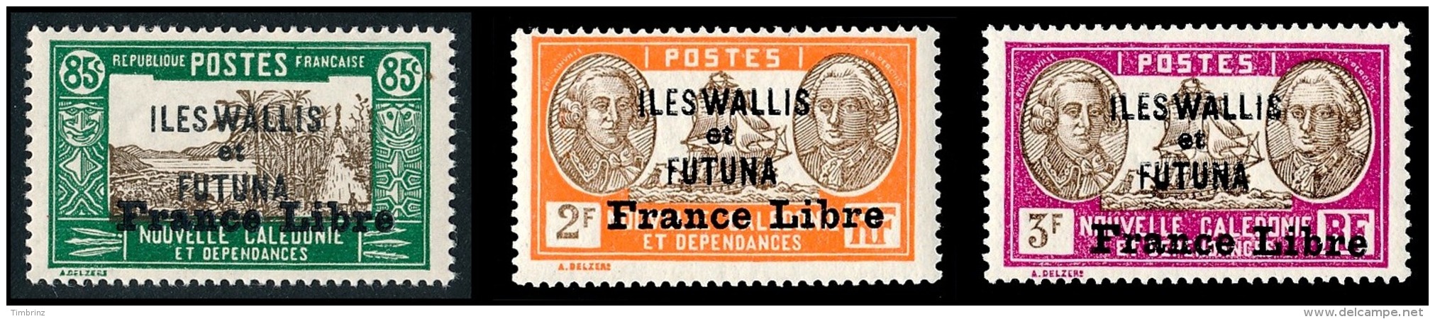 WALLIS ET FUTUNA 1941 - Yv. 113 119 121 NEUFS   Cote= 18,63 EUR - 3 Timbres Surch. France Libre  ..Réf.W&amp;F22176 - Unused Stamps