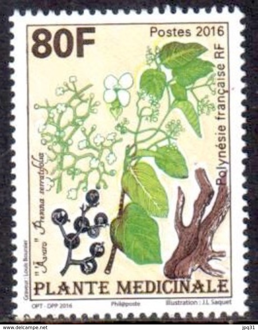 Polynésie 1128 ** Plante Médicinale Avaro 2016 - Unused Stamps