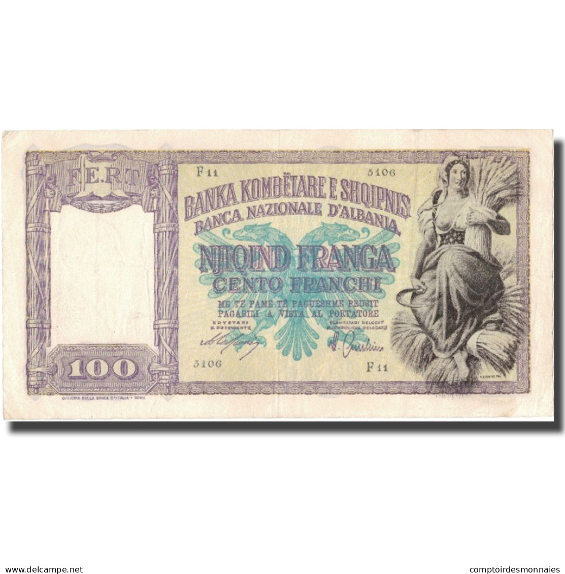 Billet, Albania, 100 Franga, Undated (1945), KM:14, TTB - Albanien