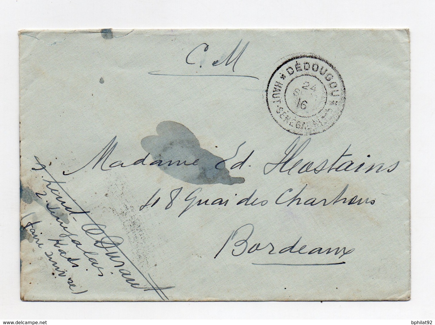 !!! PRIX FIXE : HAUT SENEGAL ET NIGER, LETTRE EN FRANCHISE DE 1916 POUR BORDEAUX, CACHET DE DEDOUGOU - Cartas & Documentos