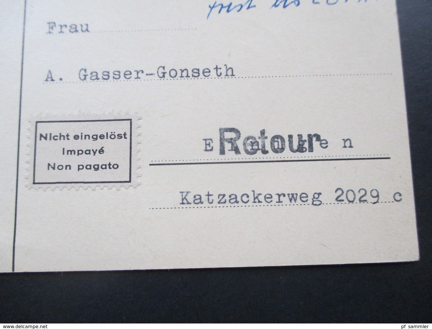 Schweiz 1958 2x Nr. 646 EF auf Nachnahmekarten Retour / Nicht eingelöst / impaye / Non pagato