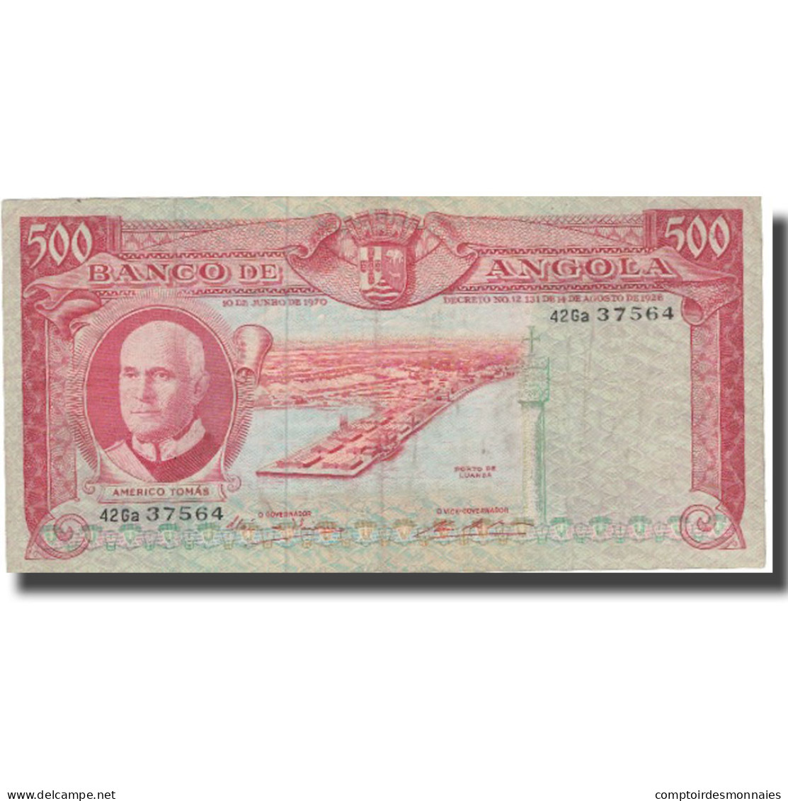 Billet, Angola, 500 Escudos, 1970, 1970-06-10, KM:97, TTB - Angola