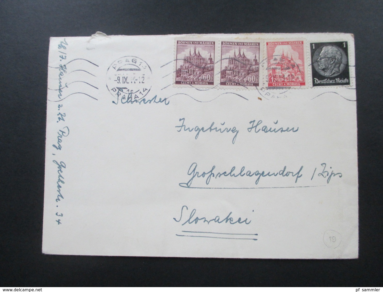 Böhmen Und Mähren 1941 Interessante MiF Mit Hindenburg Marke Auf Beleg In Die Slowakei. - Storia Postale