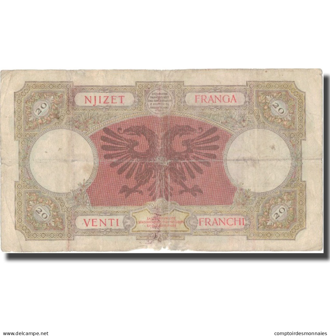 Billet, Albania, 20 Franga, Undated (1940), KM:13, TB - Albanie