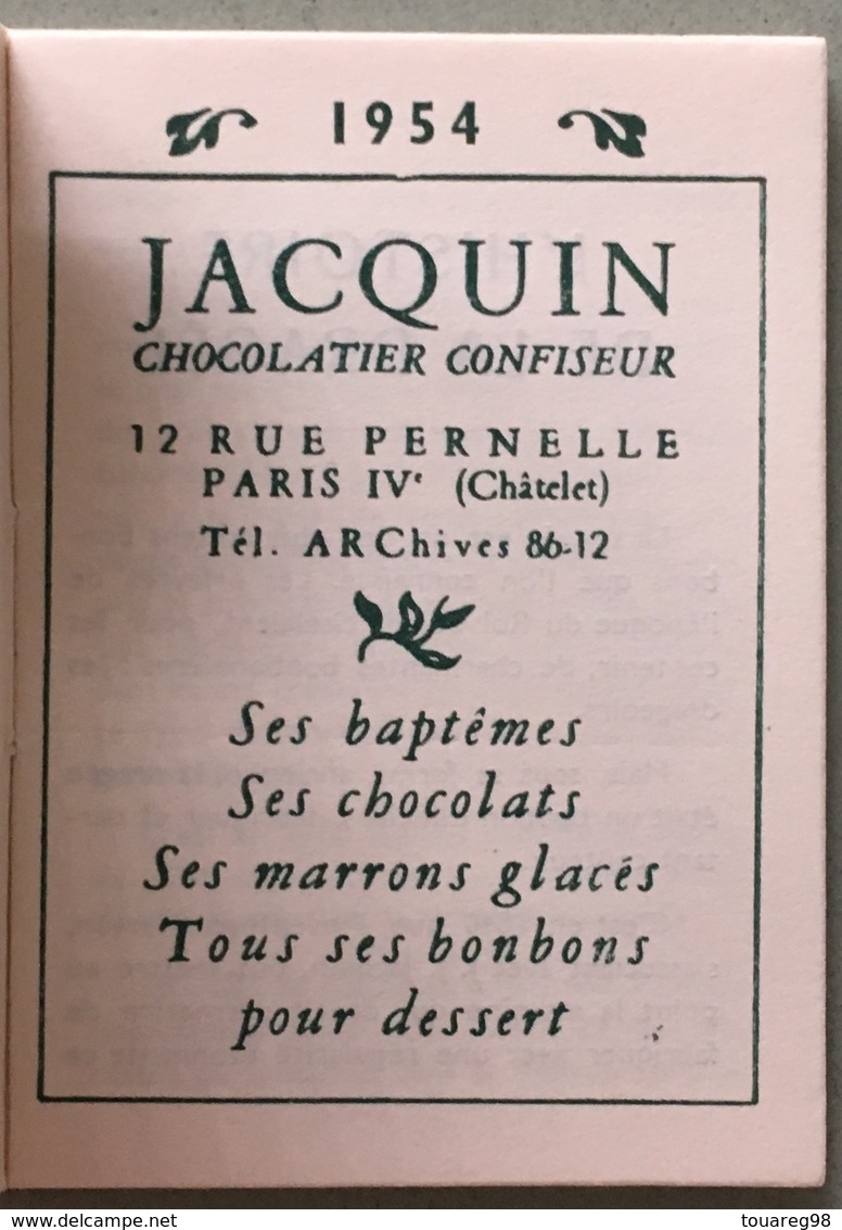 Vignette 1er Mai. CGT. Collée Sur Un Calendrier. Jacquin Chocolatier Confiseur. 1954. 8 Pages. - Otros & Sin Clasificación