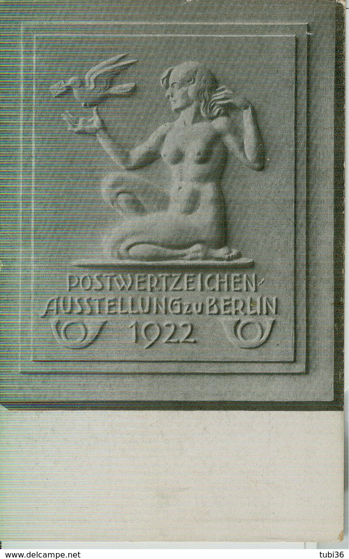 POSTWERTZEICHEN AUSSTELLUNG ZU BERLIN  1922 -  POSTKARTE - DEUTSCHES REICH 1,50 - - Briefe U. Dokumente