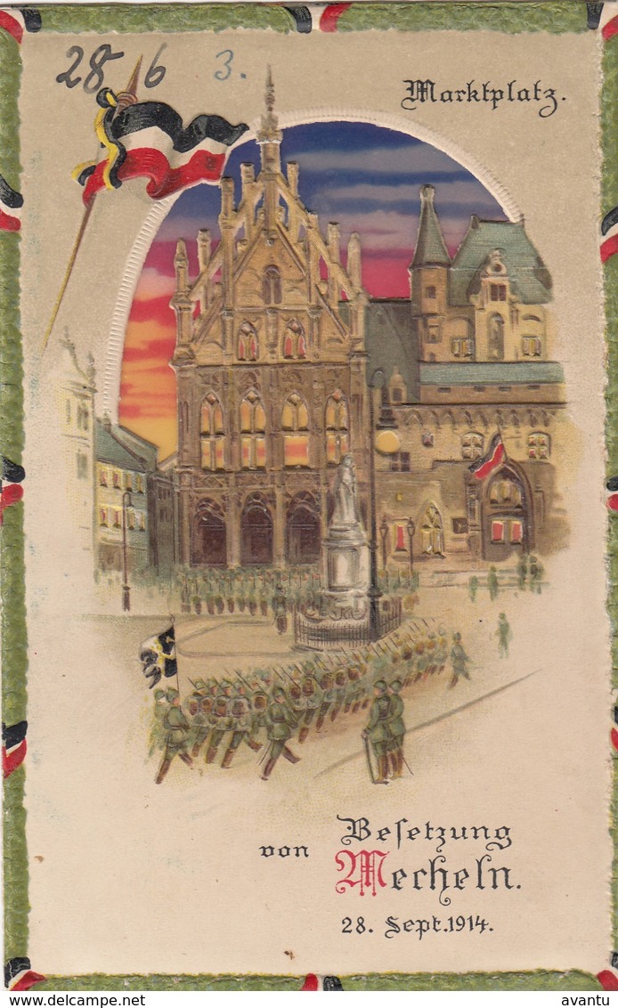 MECHELEN / MARKT / MARKTPLATZ / DUITSE KAART IN RELIEF  / OORLOG 1914-18 - Malines