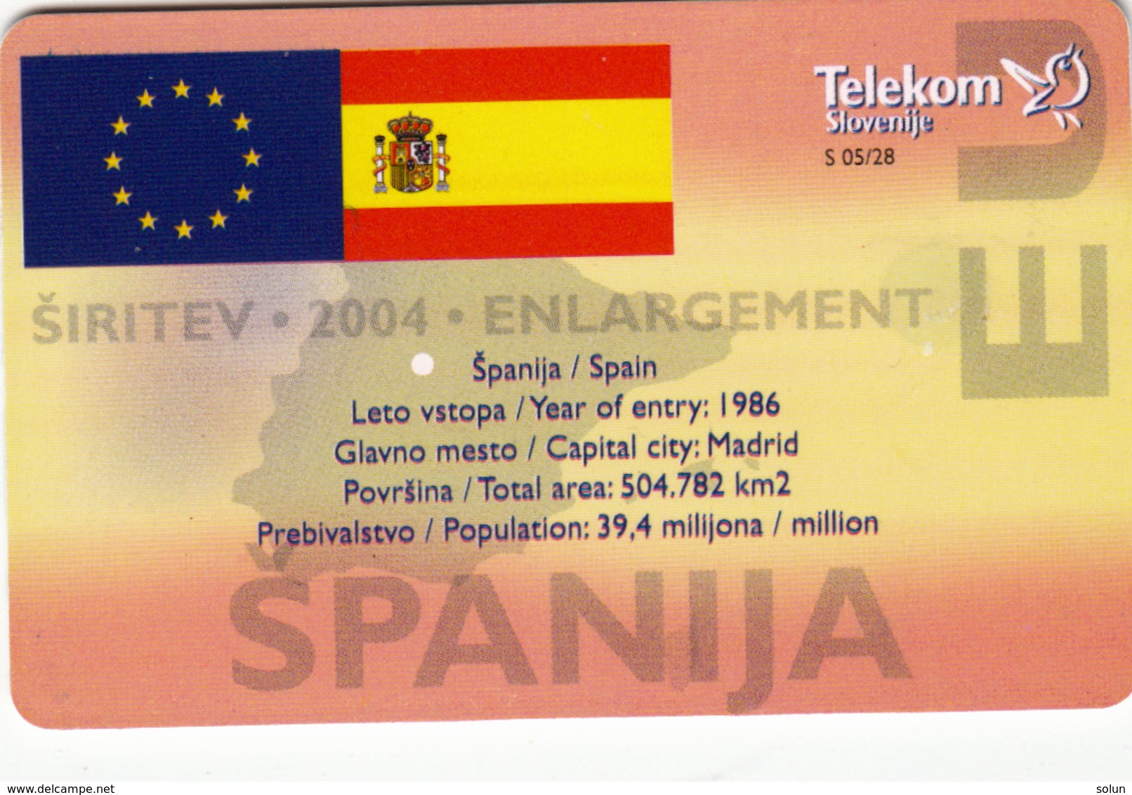 SLOVENIA SLOVENIJA PHONECARD 2004 ŠPANIJA SPAIN  POMLAD V EVROPI SPRING IN EUROPE TELEKOM CAT.NO. 569 - Slovénie