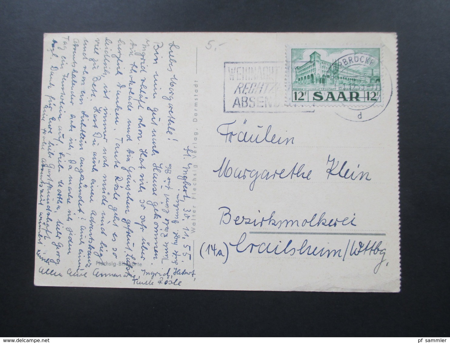 AK / Fotokarte Kleines Kind / Ein Liebes Kerlchen. Lang - Kurz - Bavaria. Marke Saarland 1955 - Ritratti