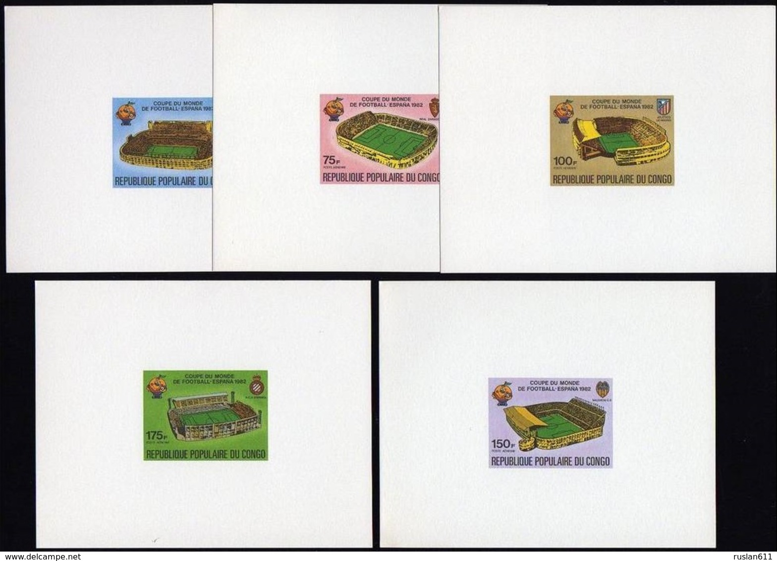 Soccer Football Fussball Congo Luxes 736/40 Cardboard 1982 World Cup Spain MNH ** - 1982 – Spain