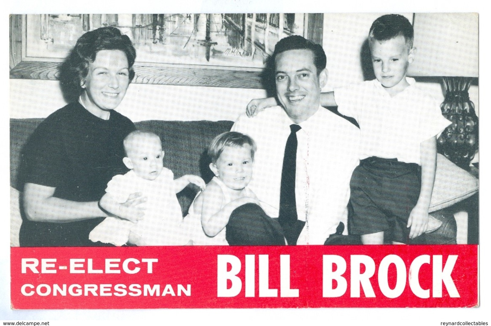 1964, USA, Chattanooga, Politics, Re-elect Bill Brock. Printed Pc, Used. - Political Parties & Elections