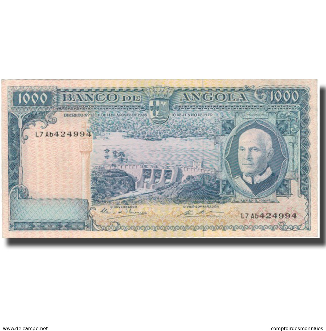 Billet, Angola, 1000 Escudos, 1970, 1970-06-10, KM:98, TTB+ - Angola