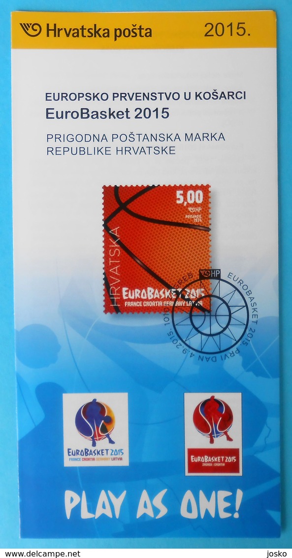 EUROBASKET 2015 - Croatian Post Postage Stamp Prospectus * FIBA Basketball Basket-ball Baloncesto Pallacanestro - Pallacanestro