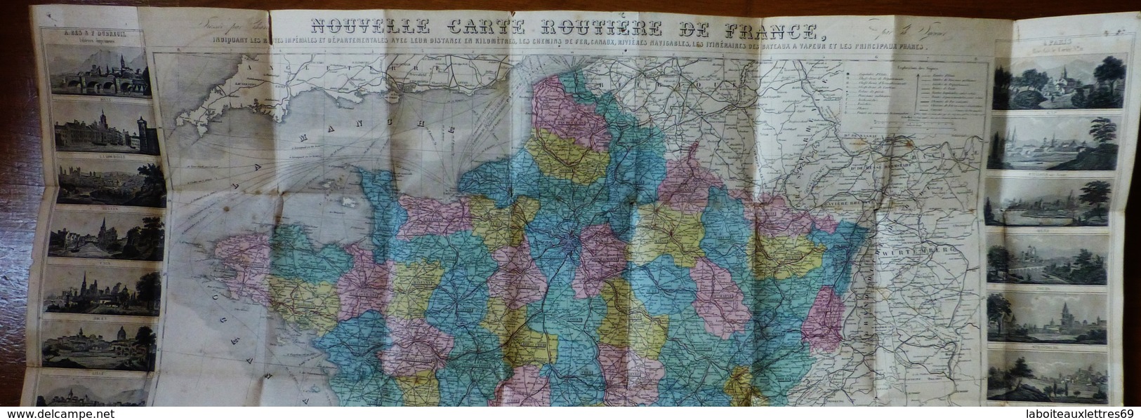 CARTE ROUTIERE DE FRANCE INDIQUANT LES ROUTES IMPERIALES,DEPARTEMENTALES - 1865 - Carte Stradali