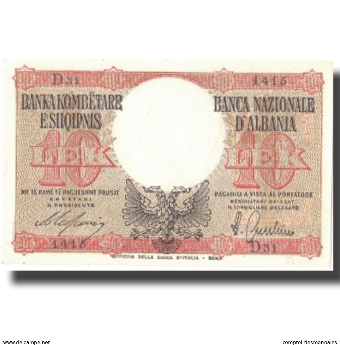 Billet, Albania, 10 Lek, 1940, 1940, KM:11, SPL+ - Albanien