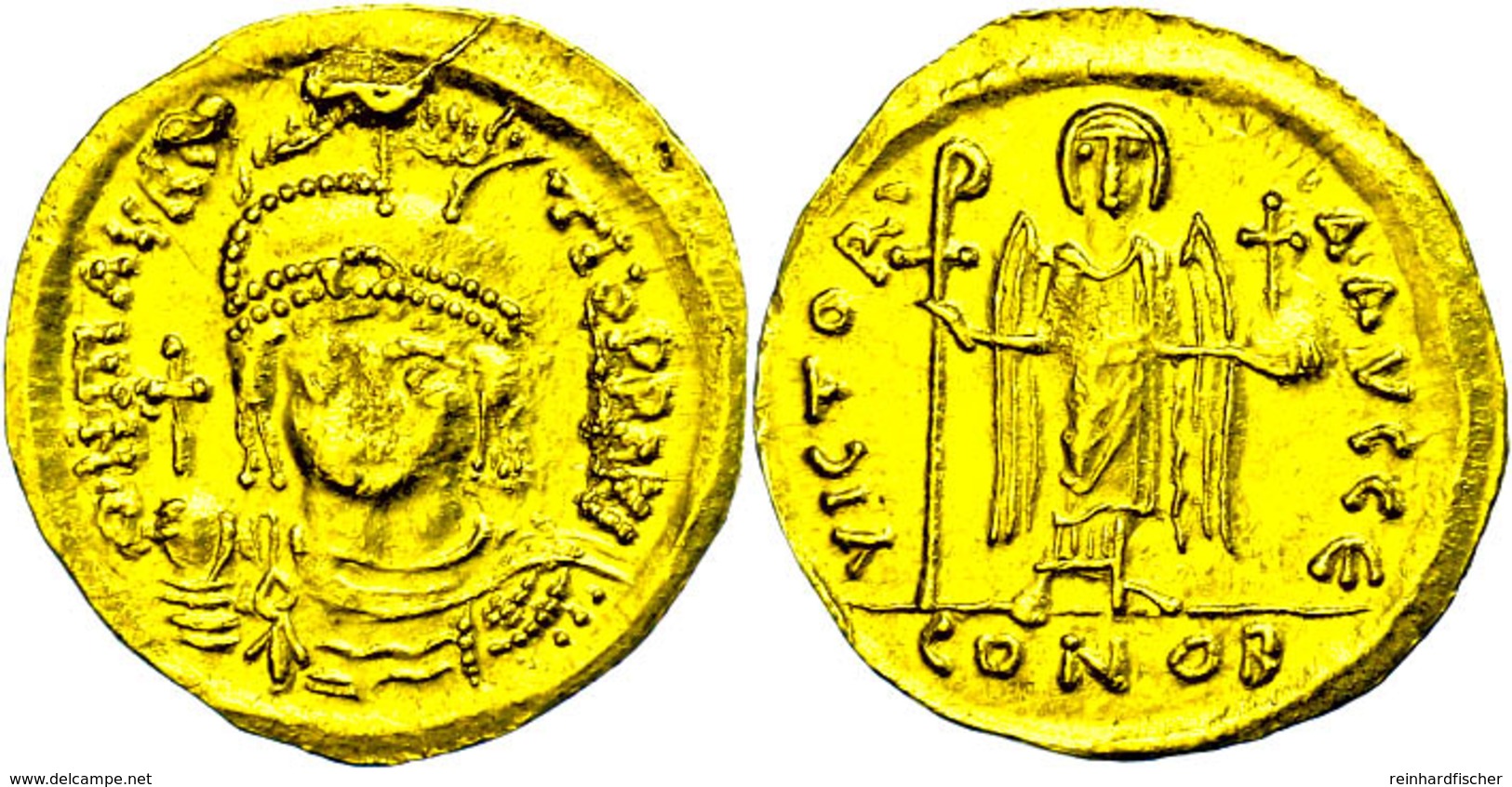 5 Mauricius Tiberius, 582-602, Solidus (4,38g), Konstantinopel. Av: Brustbild Mit Schild Und Kreuzglobus Von Vorn, Darum - Byzantine