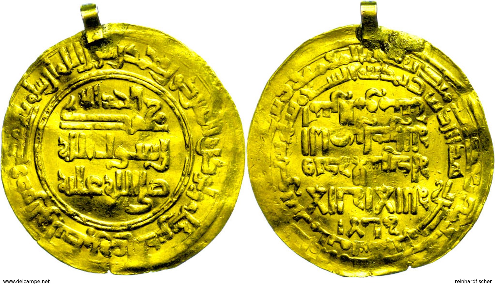21 Abbasieden, Dinar (7,10g), Al-Nahsir, 575-622 Ah (1180-1225), Bagdad, Madinat Al Salam, Fb. 34, Gehenkelt/wellig, Ss. - Islamic