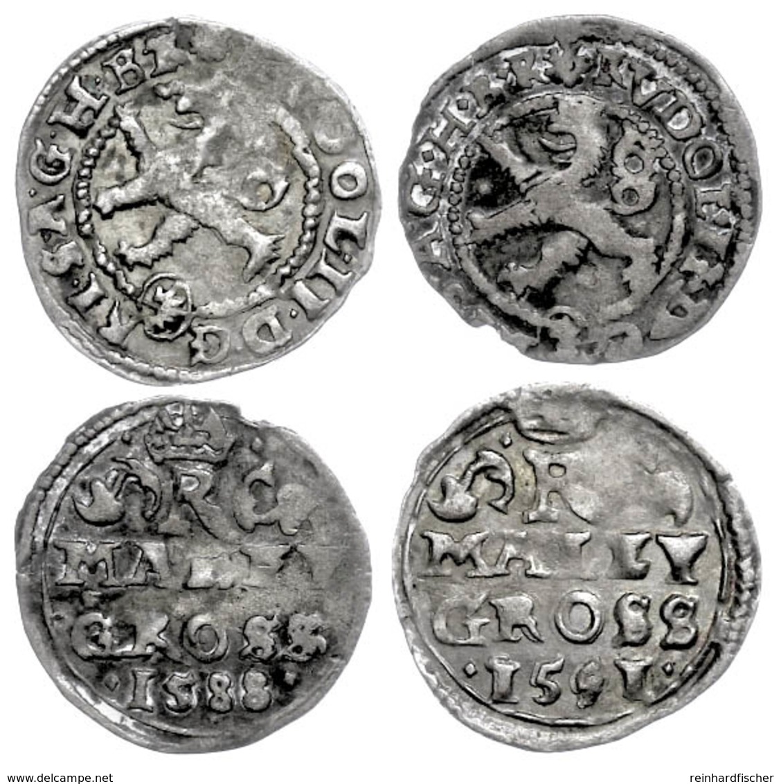 25 2 X 1 Groschen, 1588 Und 1591, Rudolph II., Prag, Jeweils Ss.  Ss - Autriche