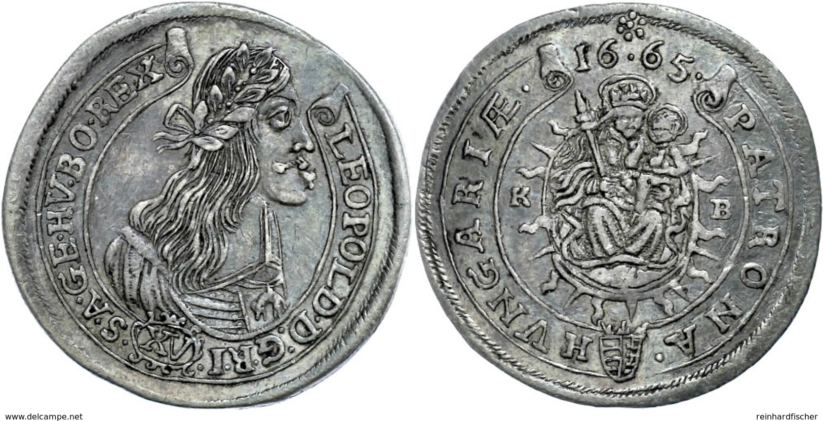 27 15 Kreuzer, 1665, Leopold I., Kremnitz, Herinek 1036, Ss.  Ss - Oesterreich