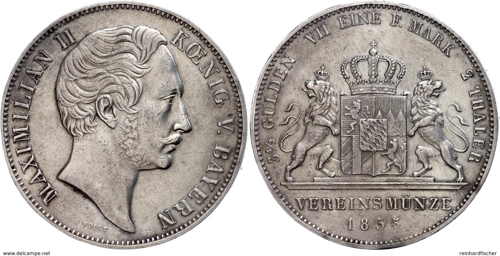 49 Doppeltaler, 1855, Maximilian II., AKS 146, Ss-vz.  Ss-vz - Sonstige & Ohne Zuordnung