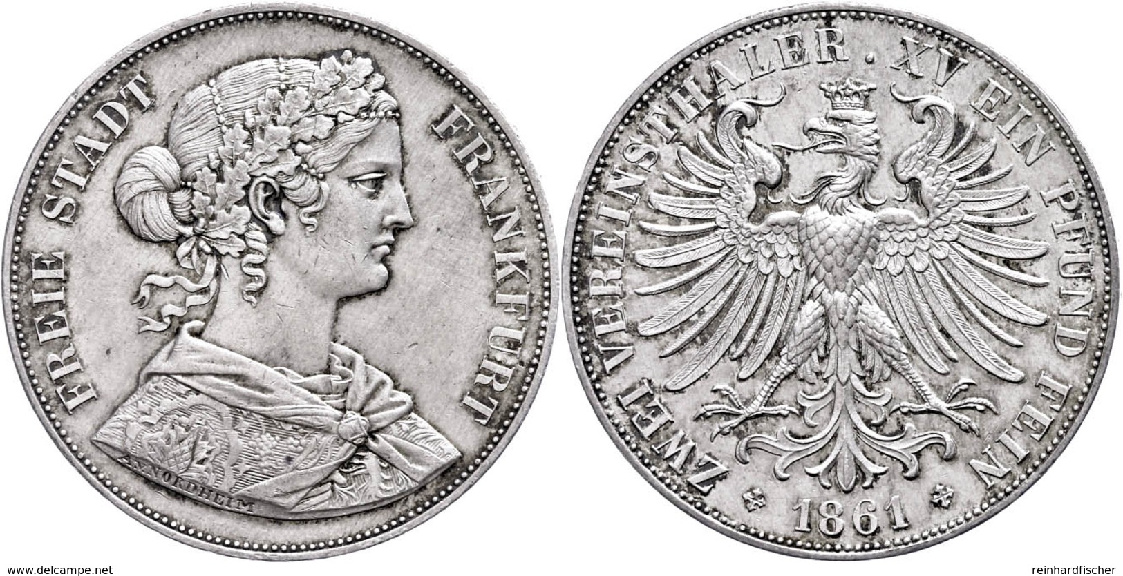 50 Doppeltaler, 1861, AKS 4, J. 43, Wz. Rf., Etwas Berieben, Ss-vz.  Ss-vz - Sonstige & Ohne Zuordnung