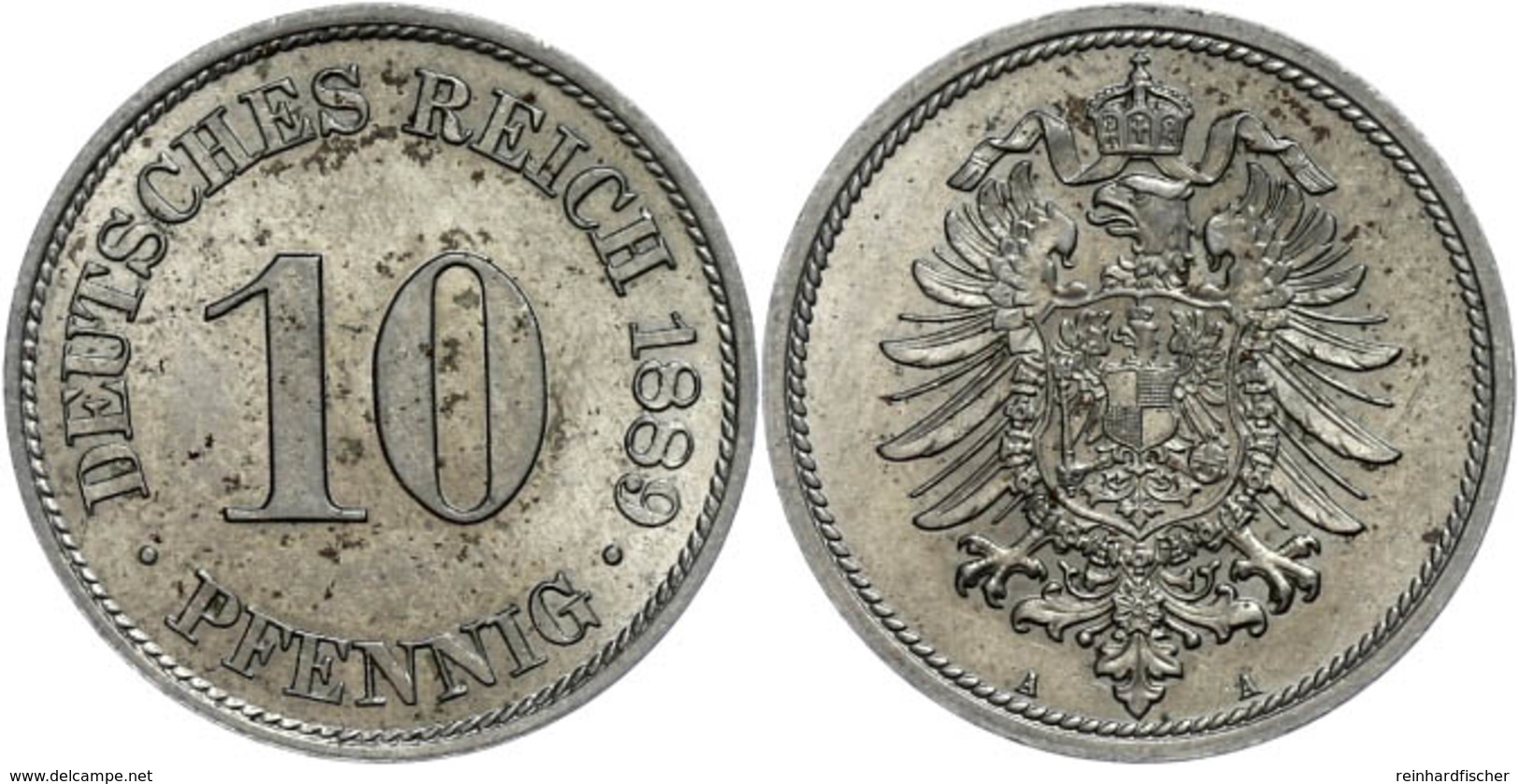 60 10 Pfennig, 1889, A, Vz-st., Katalog: J. 4 Vz-st - Sonstige & Ohne Zuordnung