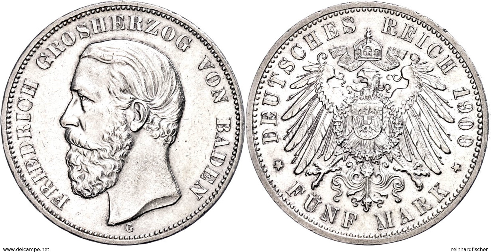 66 5 Mark, 1900, Friedrich I., Kl. Rf., Vz., Katalog: J. 29 Vz - Other & Unclassified