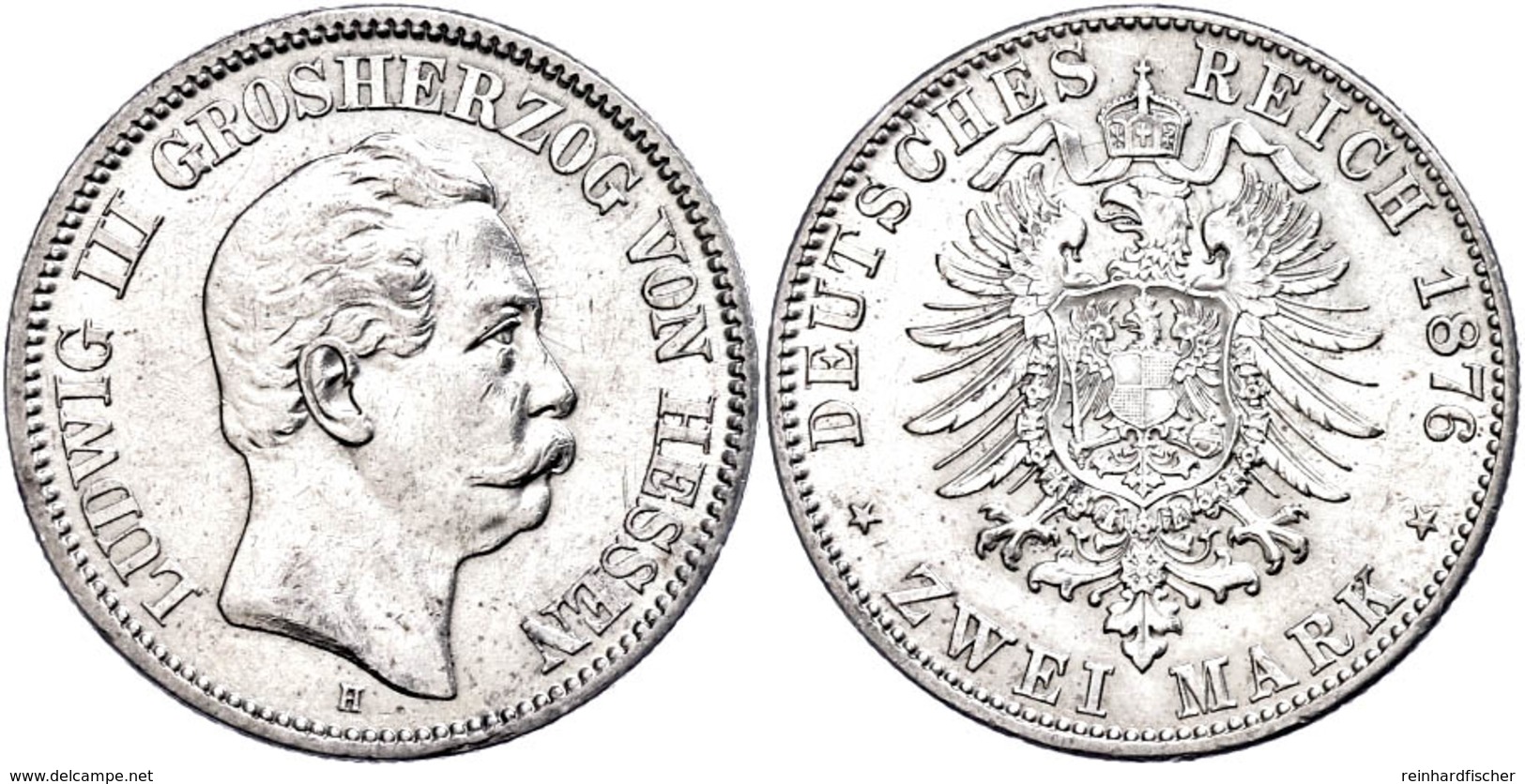 68 2 Mark, 1876, Ludwig III., Wz. Rf., Vz-st., Katalog: J. 66 Vz-st - Sonstige & Ohne Zuordnung