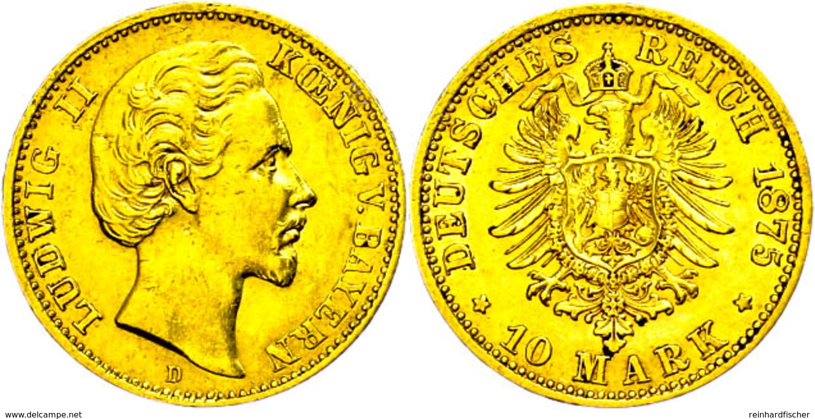 78 10 Mark, 1875, Ludwig II., Kl. Rf., Vz., Katalog: J. 196 Ss - Sonstige & Ohne Zuordnung