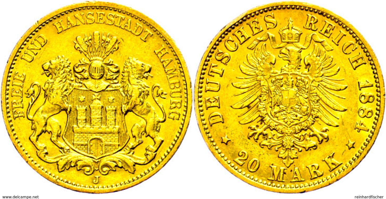 81 20 Mark, 1884, Kl. Rf., Ss., Katalog: J. 210 Ss - Other & Unclassified