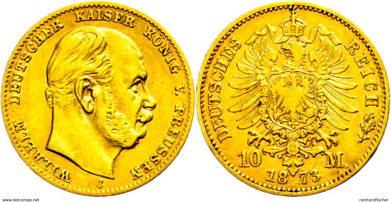 85 10 Mark, 1873, C, Wilhelm I., Wz. Rf., Ss., Katalog: J. 242 Ss - Other & Unclassified