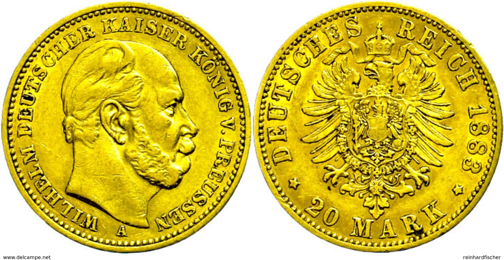 94 20 Mark, 1883, Wilhelm I., Kl. Rf., Ss., Katalog: J. 246 Ss - Sonstige & Ohne Zuordnung