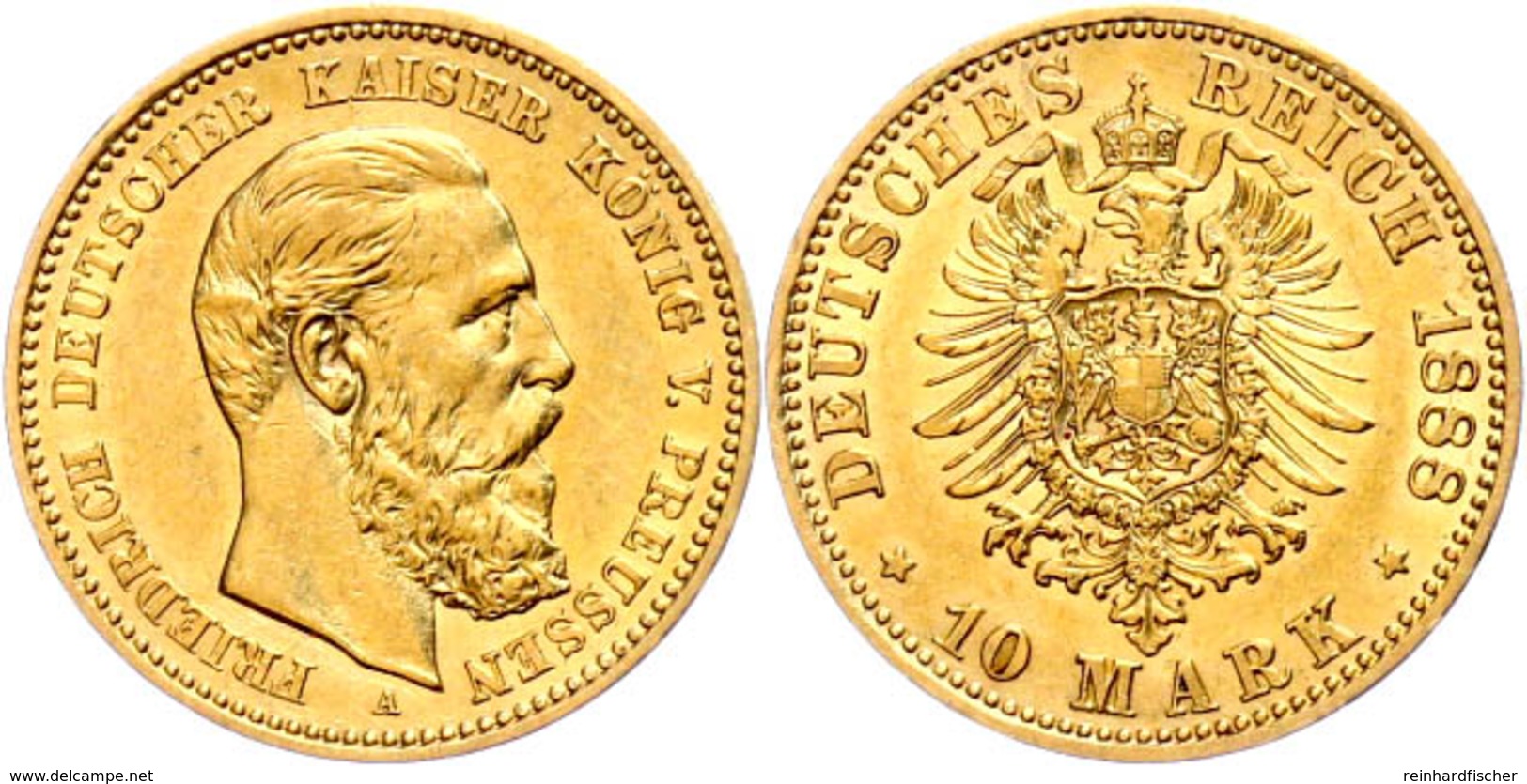 96 10 Mark, 1888, Friedrich III., Ss-vz., Katalog: J. 247 Ss-vz - Other & Unclassified