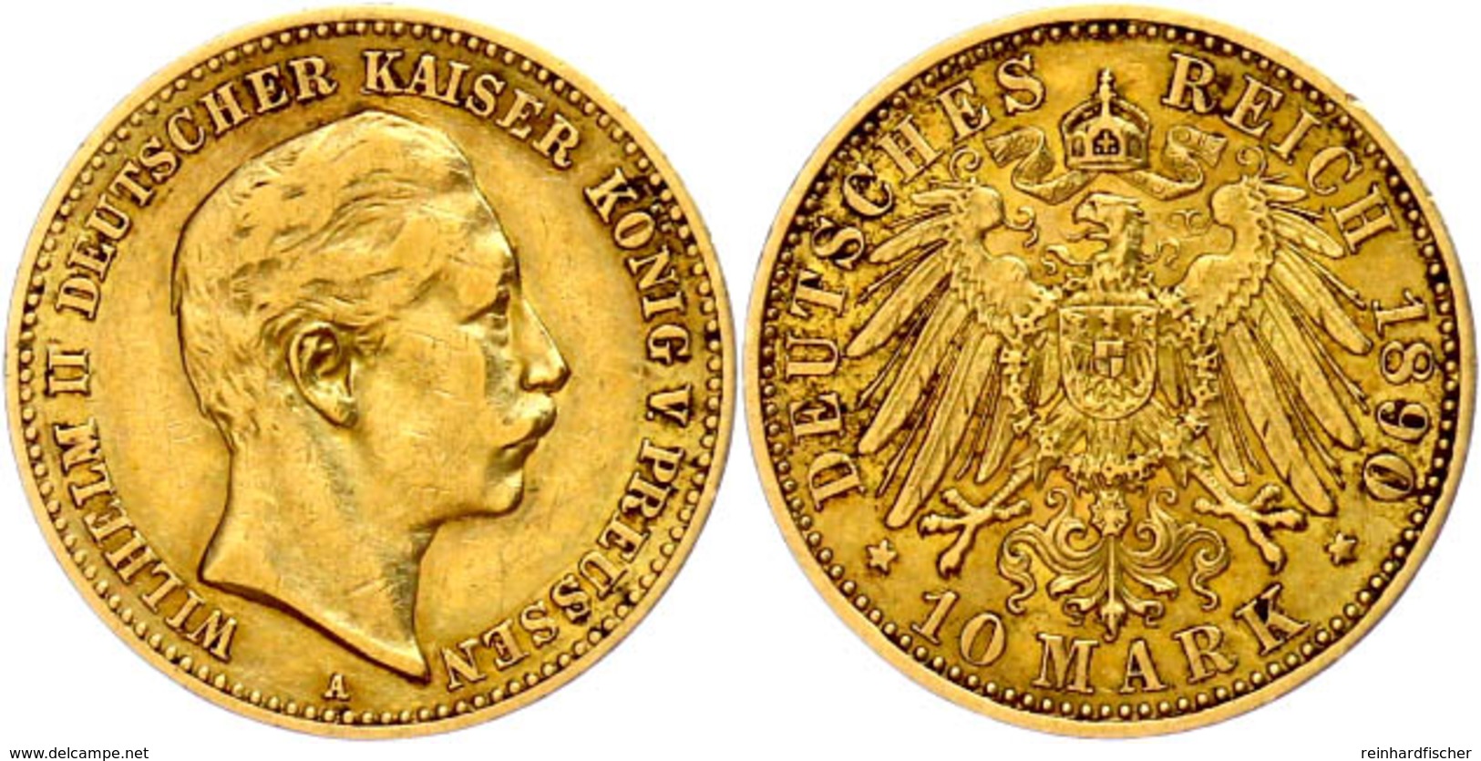 99 10 Mark, 1890, Wilhelm II., Kl. Rf., Ss., Katalog: J. 251 Ss - Sonstige & Ohne Zuordnung