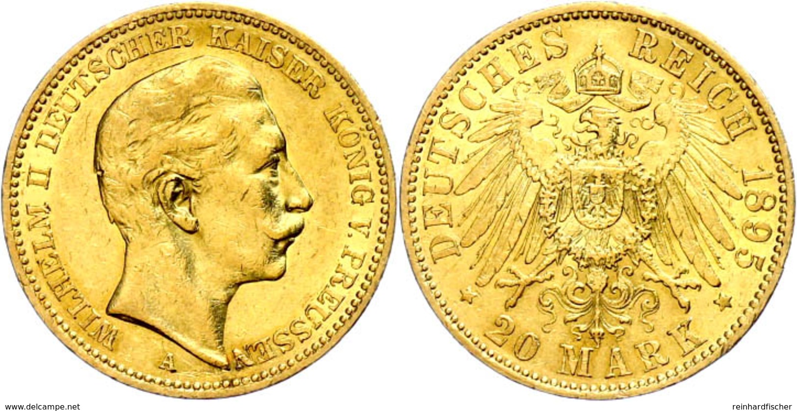 105 20 Mark, 1895, Wilhelm II., Kl. Rf., Ss., Katalog: J. 252 Ss - Andere & Zonder Classificatie