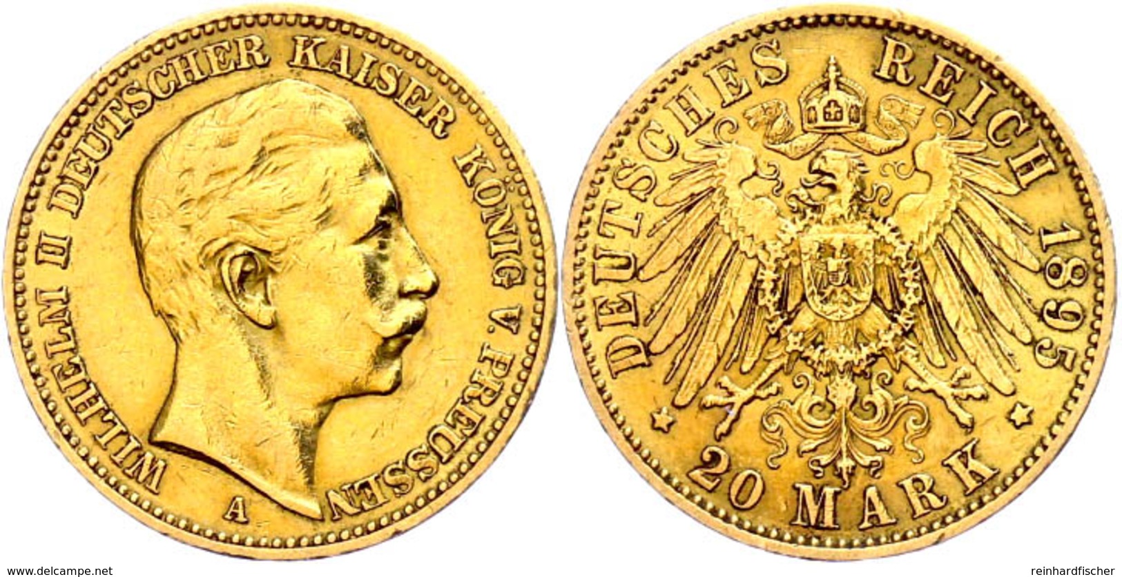 107 20 Mark, 1895, Wilhelm II., Kl. Rf., Ss., Katalog: J. 252 Ss - Sonstige & Ohne Zuordnung