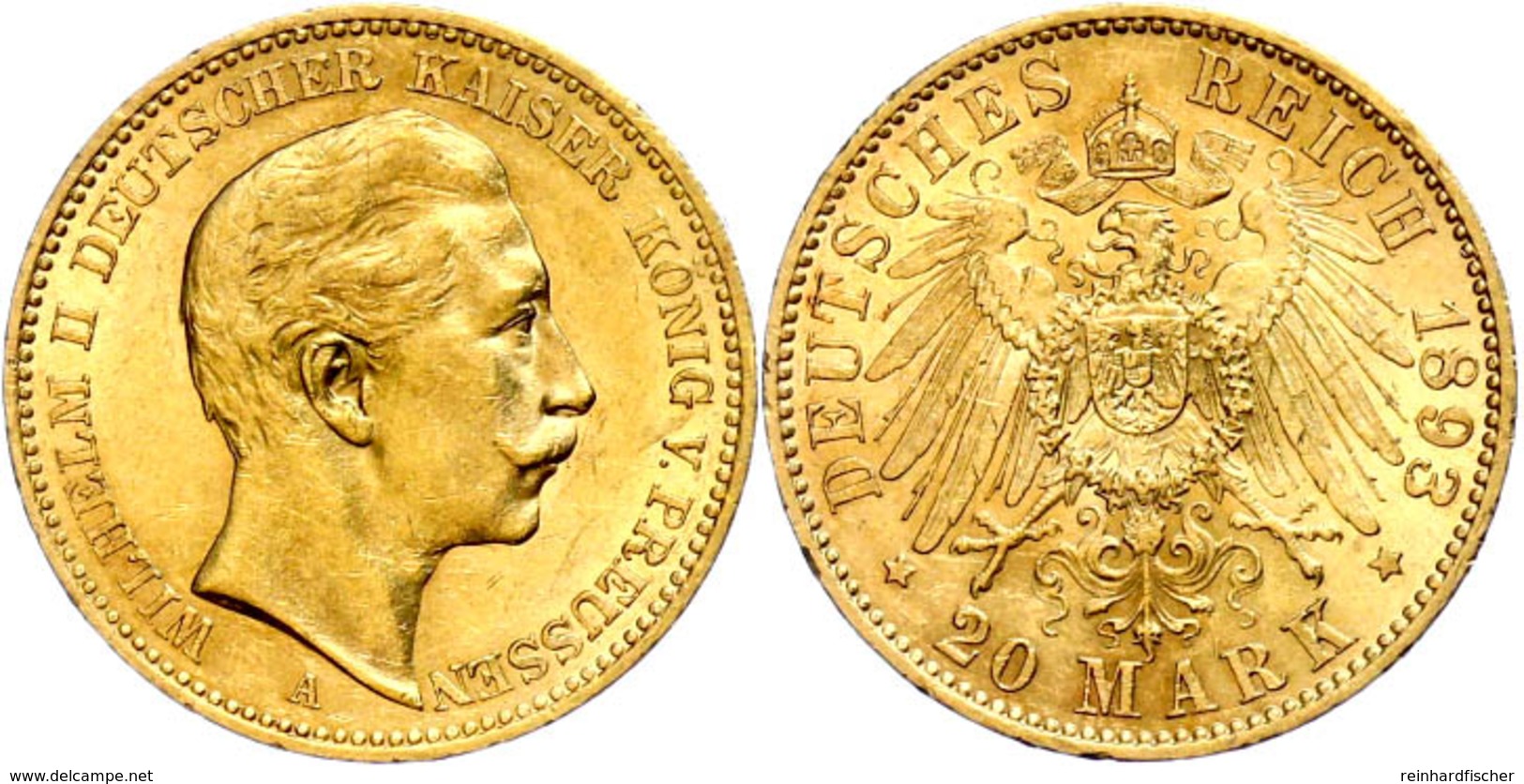 114 20 Mark, 1900, Wilhelm II., Kl. Rf., Ss-vz., Katalog: J. 252 Ss-vz - Other & Unclassified