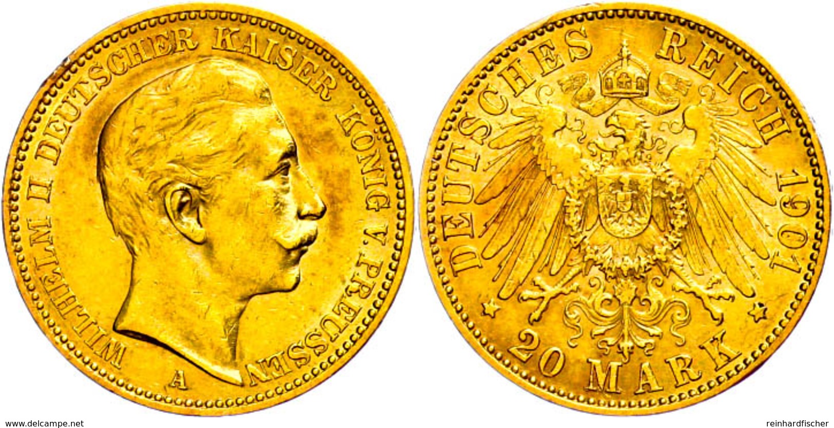 119 20 Mark, 1901, Wilhelm II., Kl. Rf., Ss., Katalog: J. 252 Ss - Sonstige & Ohne Zuordnung