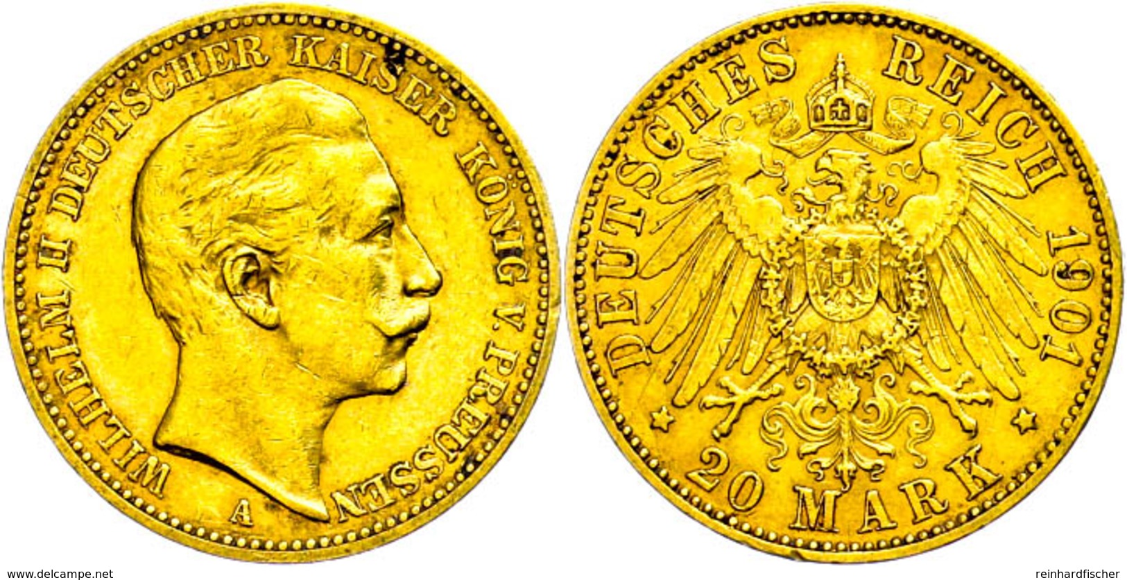 120 20 Mark, 1901, Wilhelm II., Kl. Rf., Ss., Katalog: J. 252 Ss - Sonstige & Ohne Zuordnung