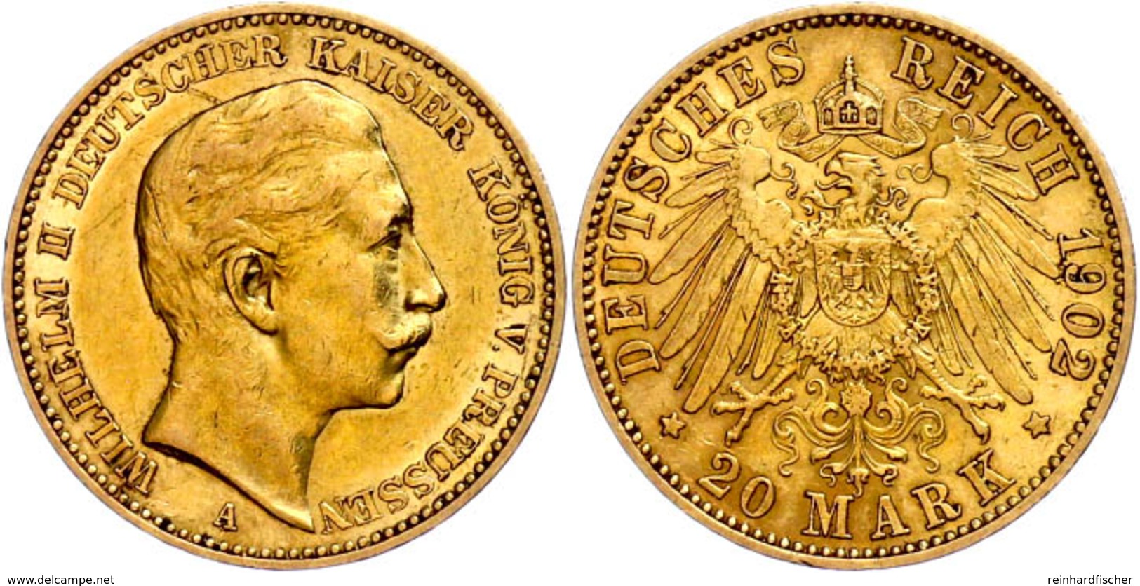 121 20 Mark, 1902, Wilhelm II., Kl. Rf., Ss., Katalog: J. 252 Ss - Other & Unclassified