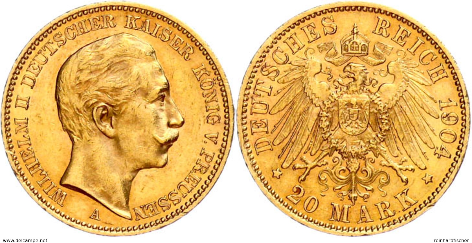 123 20 Mark, 1904, Wilhelm II., Randfehler, Vz., Katalog: J. 252 Vz - Sonstige & Ohne Zuordnung