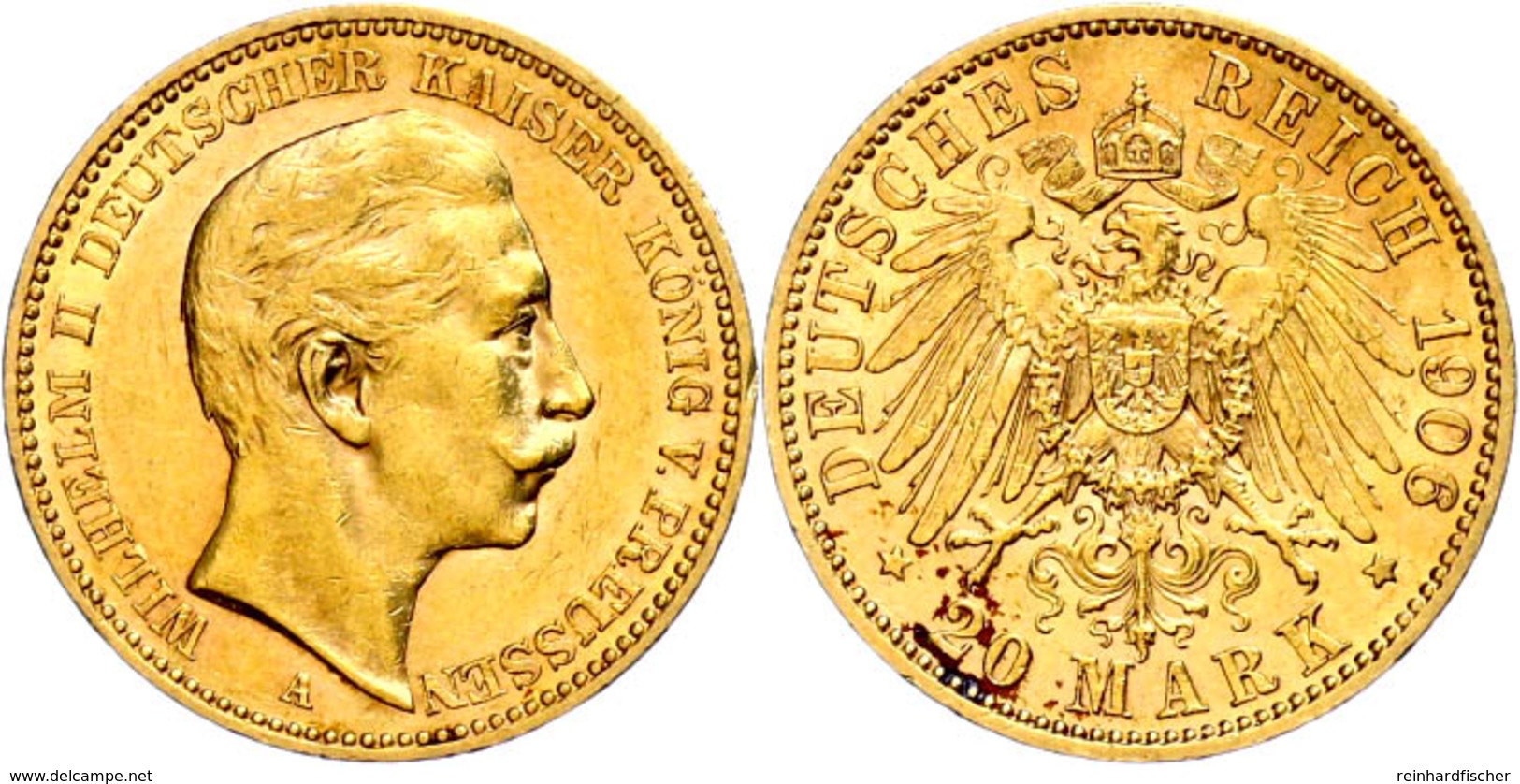 126 20 Mark, 1906, Wilhelm II., Kl. Rf., Ss., Katalog: J. 252 Ss - Sonstige & Ohne Zuordnung