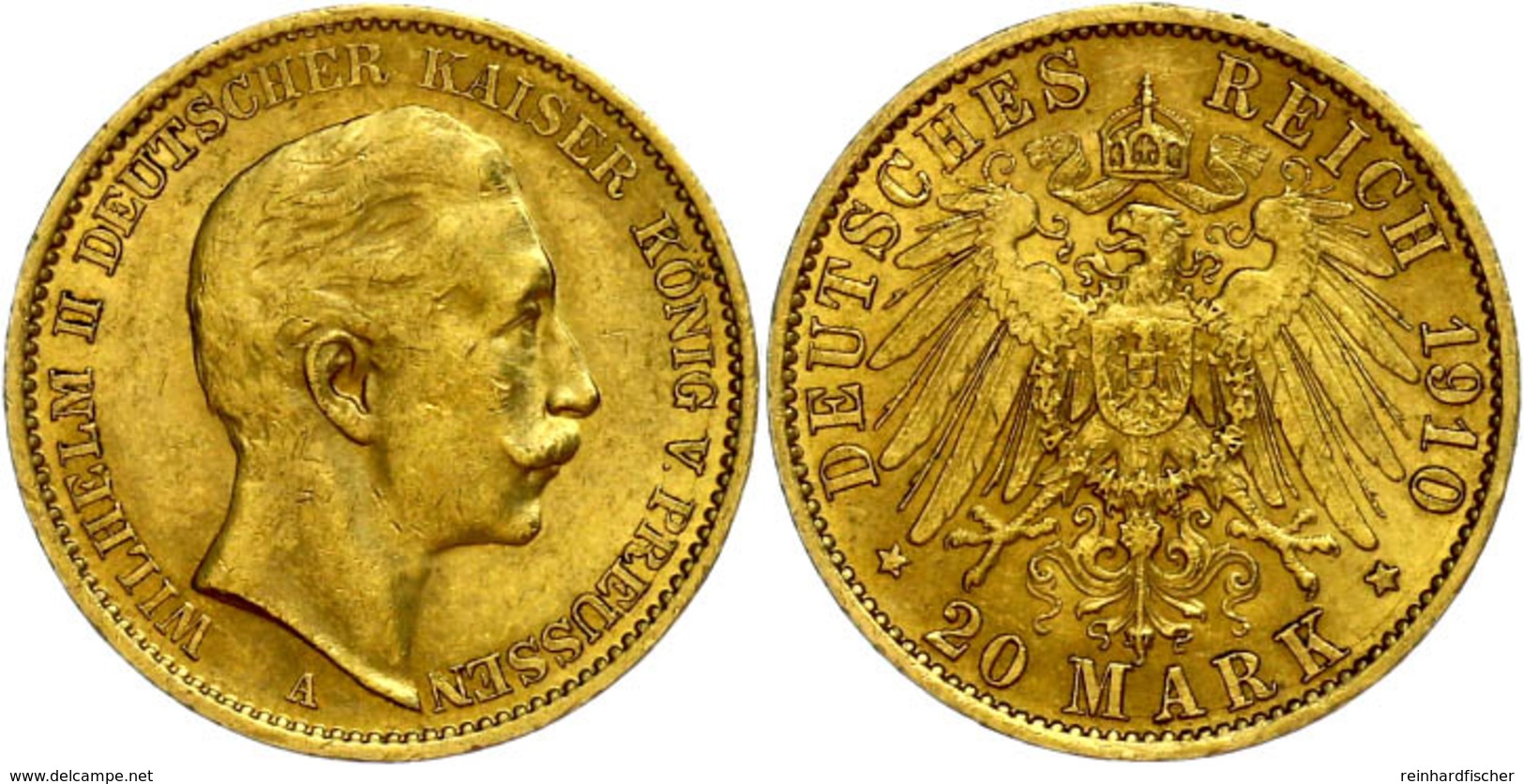 130 20 Mark, 1910 A, Wilhelm II., Rf., Ss., Katalog: J. 252 Ss - Sonstige & Ohne Zuordnung